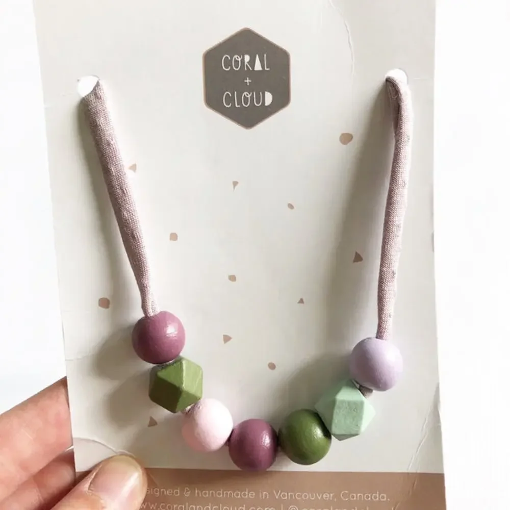 New Coral & Cloud Handmade Wooden Necklace
